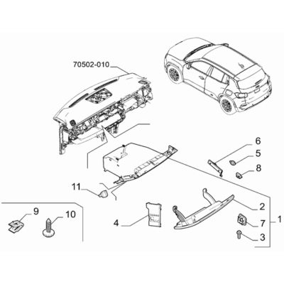 Jeep Avenger 2023-Present Instrument Panel Drawer