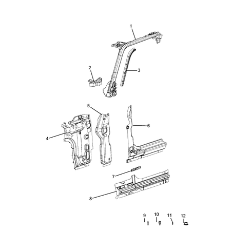 Jeep Wrangler 2018-Present Aperture Panel, Pillar Supports And Cab Back Metal Lining