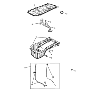 Jeep Grand Cherokee 2011-2020 Engine Oiling, Oil Pan And Indicator (Dipstick) Pipe