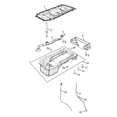 Jeep Wrangler 2018-Present Engine Oiling, Oil Pan And Indicator (Dipstick) Stud