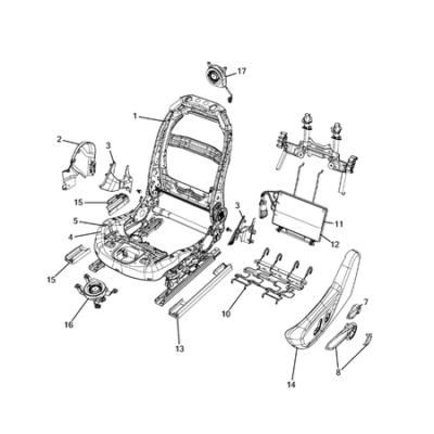 Jeep Cherokee 2014-2018 Front Seats – Adjusters, Recliners, Shields And Risers Ornament