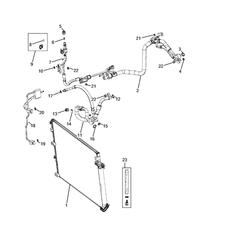 Jeep Cherokee 2014-2018 Air Conditioner And Heater Plumbing Condenser