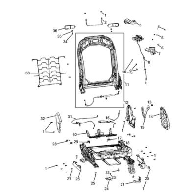 Jeep Wrangler 2018-Present Front Seats – Adjusters, Recliners, Shields And Risers Bracket