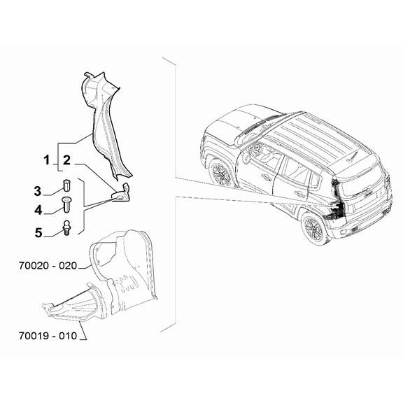 Jeep Renegade 2015-Present Bodyshell, Panels (Rear Part) Rivet