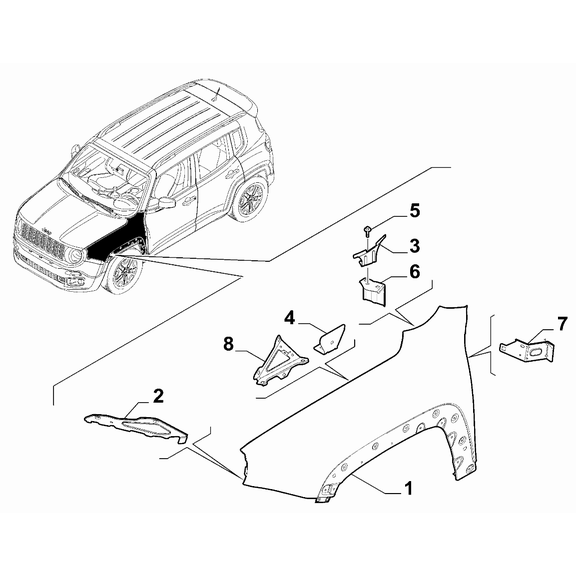 Jeep Renegade 2015-Present Bodyshell, Panels (Front Part) Bracket