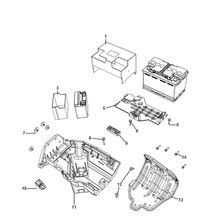 Jeep Wrangler 2018-Present Battery, Battery Tray And Cables Carrier