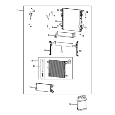 Jeep Wrangler 2018-Present Radiator And Related Parts; Charge Air Cooler Condenser