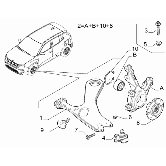 Jeep Avenger 2023-Present Front Suspension Swinging Arm