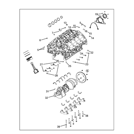 Jeep Grand Cherokee 2011-2020 Cylinder Block Crankshaft Without Half-Bearings