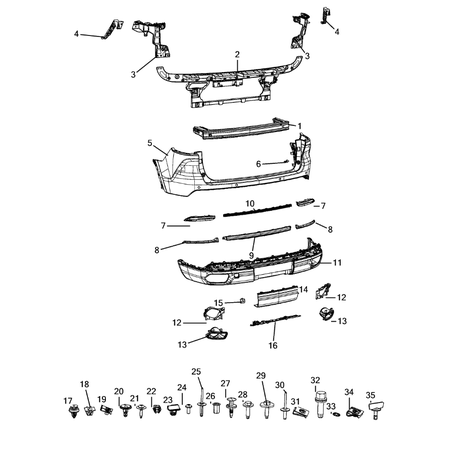 Jeep Grand Cherokee 2021-Present Rear Bumper And Fascia Rivet