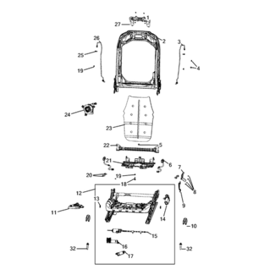 Jeep Grand Cherokee 2021-Present Front Seats – Adjusters, Recliners, Shields And Risers Screw