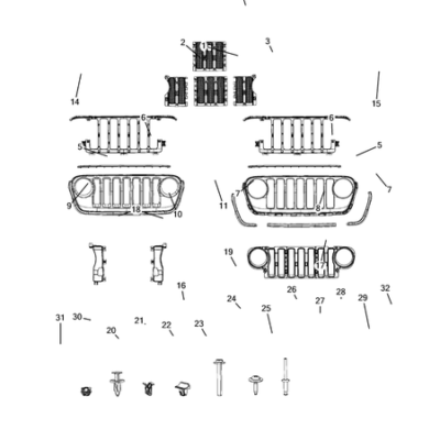 Jeep Wrangler 2018-Present Grilles Screw And Washerassy