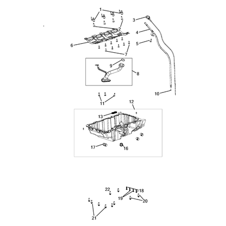 Jeep Grand Cherokee 2021-Present Engine Oiling, Oil Pan And Indicator (Dipstick) Screw