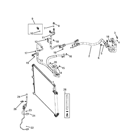 Jeep Cherokee 2014-2018 Air Conditioner And Heater Plumbing Pipe