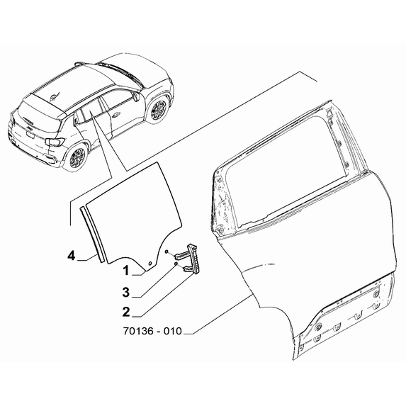 Jeep Avenger 2023-Present Side Rear Doors Glass Run