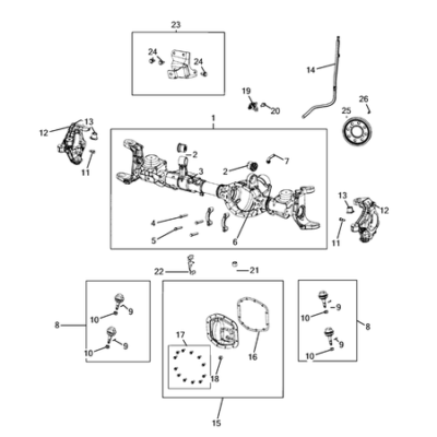 Jeep Wrangler 2018-Present Front Axle: Housing, Differential And Vent Case