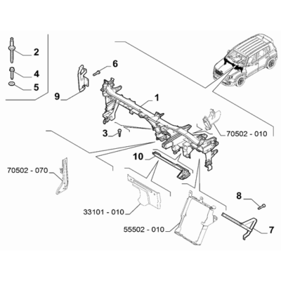 Jeep Renegade 2015-Present Bodyshell,Structure (Front Part) Screw