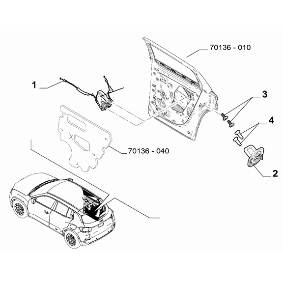 Jeep Avenger 2023-Present Side Rear Doors Lock