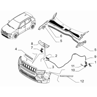 Jeep Avenger 2023-Present Engine Compartment Lid Flex/Shaft