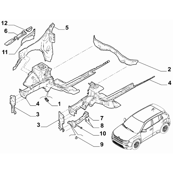 Jeep Avenger 2023-Present Bodyshell,Structure (Front Part) Reinforcement