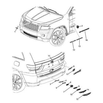 Jeep Grand Cherokee 2011-2020 Nameplates Type Plate