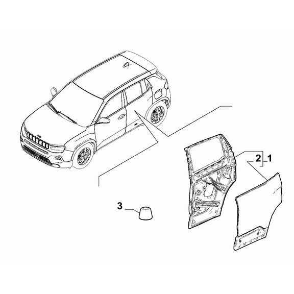 Jeep Avenger 2023-Present Side Rear Doors Metal Lining