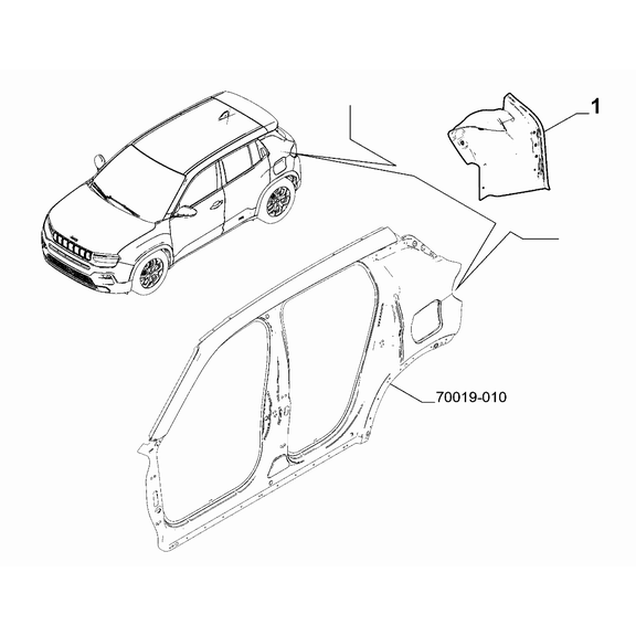 Jeep Avenger 2023-Present Bodyshell, Panels (Rear Part) End Plate