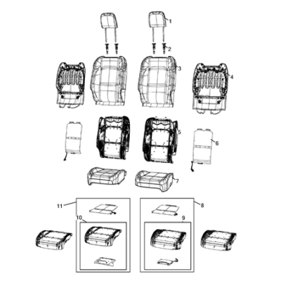 Jeep Wrangler 2018-Present Front Seats – First Row Back Lining