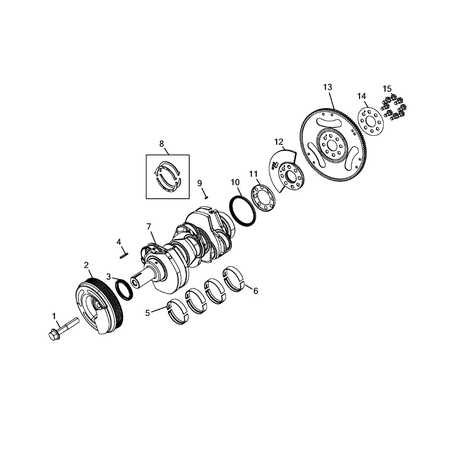 Jeep Grand Cherokee 2011-2020 Crankshaft, Piston, Drive Plate, Flywheel, And Damper Crankshaft Without Half-Bearings