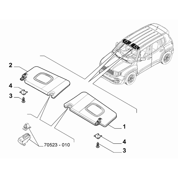 Jeep Renegade 2015-Present Accessories And Various Gaskets Sun Visor