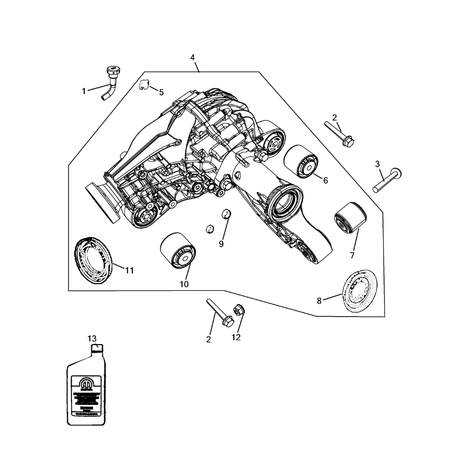 Jeep Grand Cherokee 2011-2020 Front Axle; Housing, Differential And Vent Screw And Washerassy