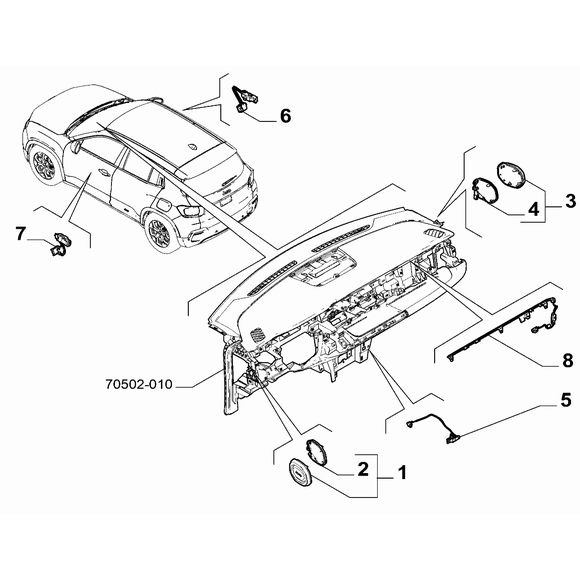 Jeep Avenger 2023-Present Inner Lighting Ceiling Lamp