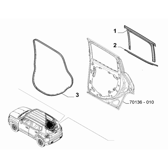 Jeep Renegade 2015-Present Side Rear Doors Seal Gasket