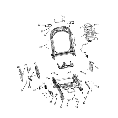 Jeep Wrangler 2018-Present Front Seats – Adjusters, Recliners, Shields And Risers Covering