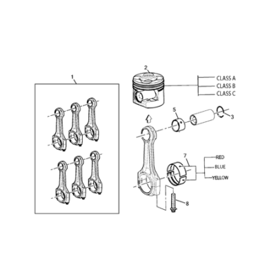 Jeep Grand Cherokee 2011-2020 Crankshaft, Piston, Drive Plate, Flywheel, And Damper Connecting Rod