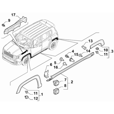 Jeep Renegade 2015-Present Outer Trim Mouldings Moulding