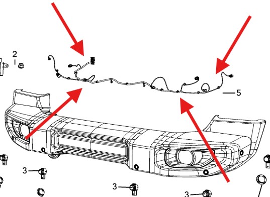 Wrangler 2018-Present Front Park Assist Wiring Harness